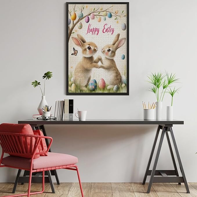 Wooden Puzzle - Easter and The Rabbit Jigsaw Puzzles，Wooden Puzzles for Adults 1000 Pieces Unique Gifts for Wall Art，Challenge Puzzles，Educational Games，Family Puzzles