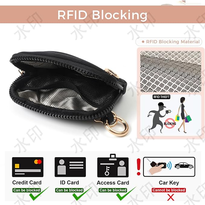 Wristlet Keychain Wallets for Women RFID Blocking Credit Card Holder Small Zipper Coin Purse Change Pouch with ID Window and Detachable Wrist Strap Beige Checkered
