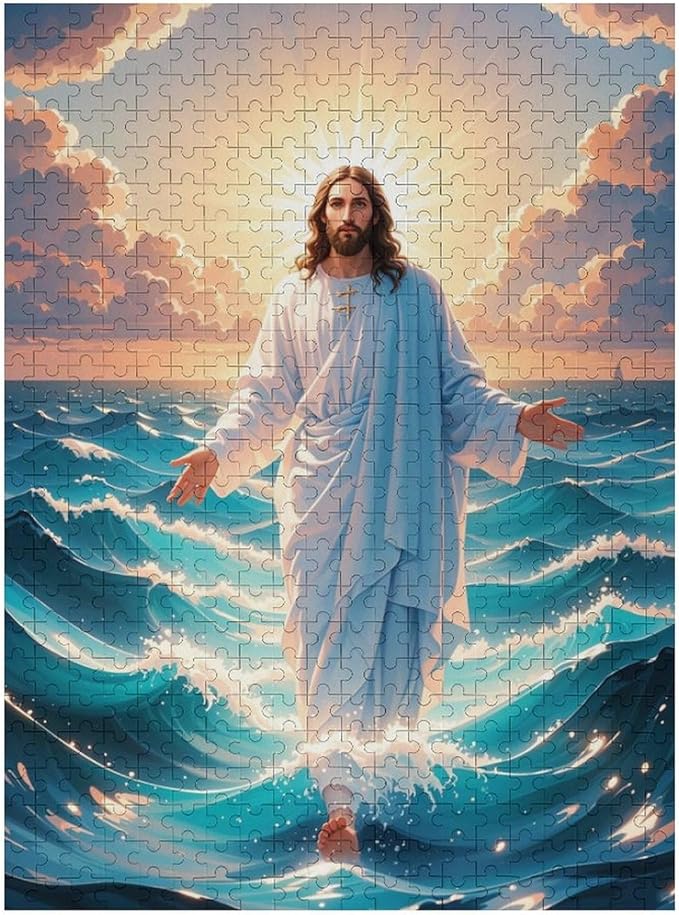 Jigsaw Puzzles for Adults 500 Piece - Jesus Walk On Sea Wooden Puzzle，Funny Puzzle，Unique Gifts for Wall Art ，Family Puzzles，Educational Games，Challenge Puzzles