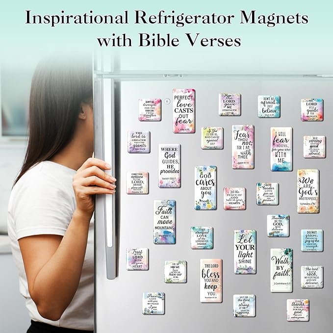 Blosssound 36 Pcs Inspirational Christian Magnets with Floral Bible Verses Thick Religious Refrigerator Magnet Motivational Quotes Fridge Scripture Positive Gifts for Home Office School Locker Decor