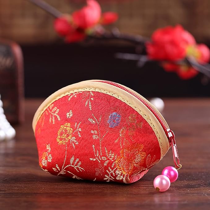 MIAO JIN 20Pcs Silk Coin Purse Zipper Purse Embroidery Sugar Jewelry Bag Lipstick Container Coin Wallet Gift Bag