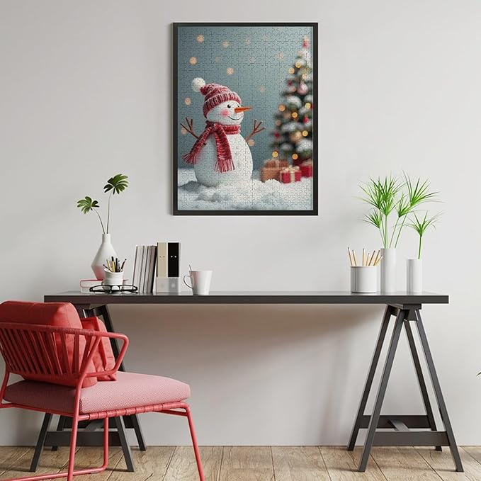 Wooden Puzzles for Adults 500 Pieces, Christmas Winter Snowman, Each Piece is Unique and Perfectly Put Together, are Special Home Decorations, Fun Puzzles, Party Games, Family Toys