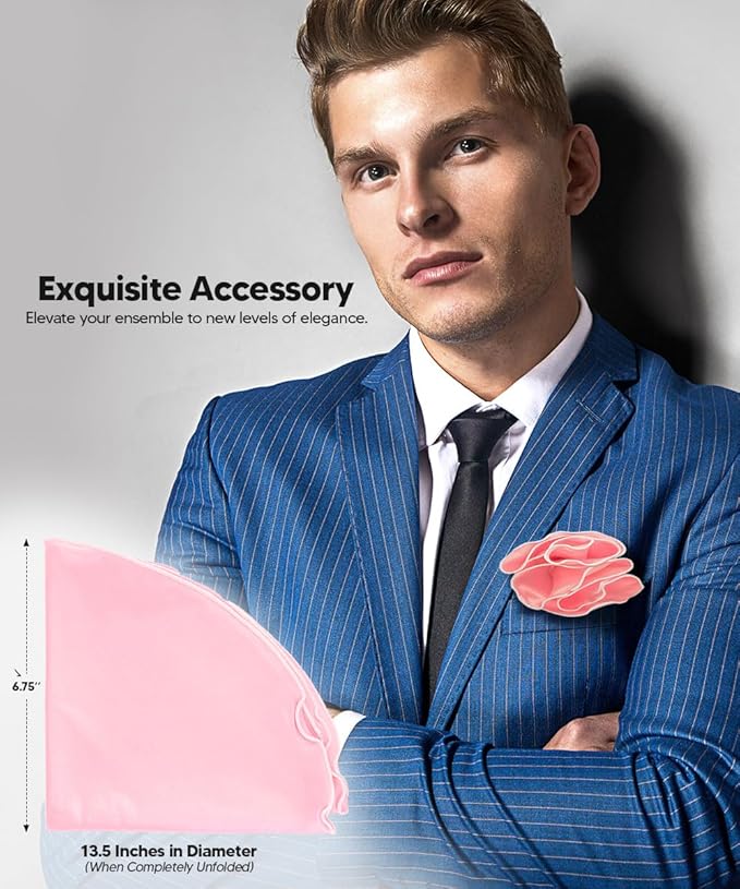 Premium Pre-Folded Four-Point Suit Pocket Square for Men with Sewn Pocket Fold
