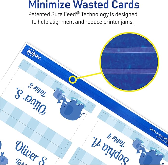 Avery Printable Tent Cards with Sure Feed Technology, 2" x 3.5", Matte White, 2-Pack, Total of 320 Blank Place Cards for Laser or Inkjet Printers (5812)