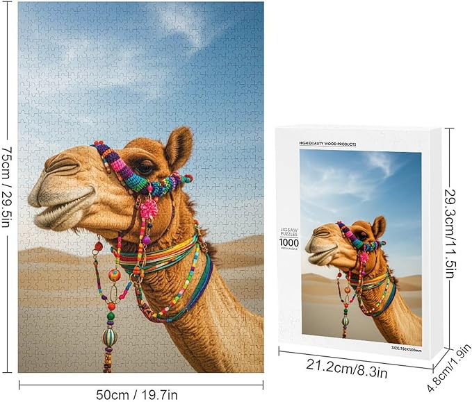 Camel in The Desert Wooden Puzzle 1000 Pieces Jigsaw Puzzles for Adults Puzzle Educational Toys Challenging Fun Games Gifts for Elders Kids Family and Friends