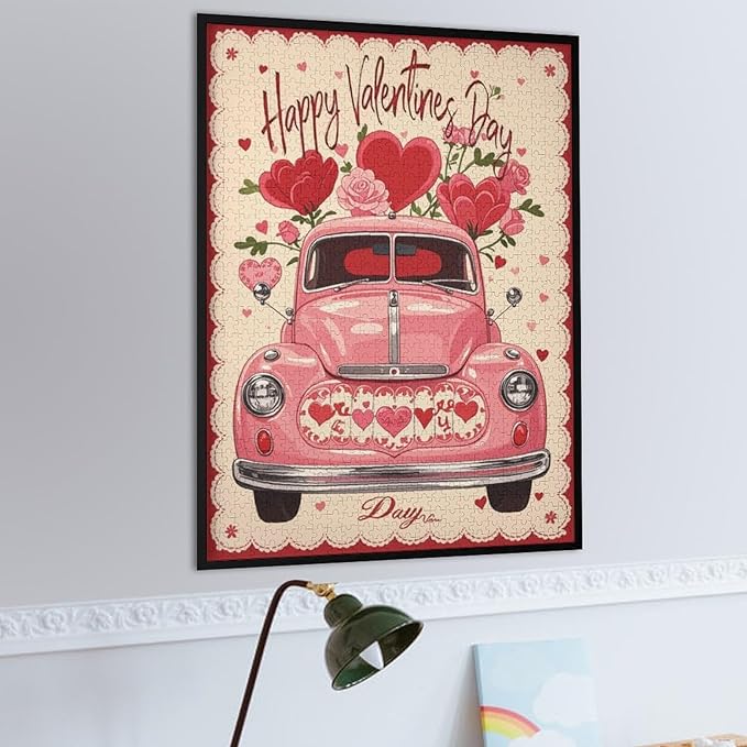 Jigsaw Puzzles for Adults 1000 Piece - Happy Valentine's Day Wooden Puzzle，Family Puzzles，Educational Games，Challenge Puzzles Puzzle Games，Stress Relief Games