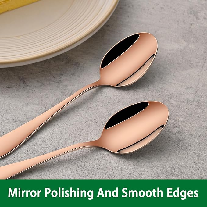4.7 Inch Coffee Spoon,8 Pieces Rose Gold Stainless Steel Teaspoon Set,Mini Espresso Spoons,Copper Tea Spoon,Copper Seasoning Spoons