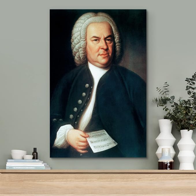 wall26 Canvas Print Wall Art Portrait of Johann Sebastian Bach People Pop Culture Historical Realism Famous Closeup Colorful Multicolor Classical for Living Room, Bedroom, Office - 16"x24"