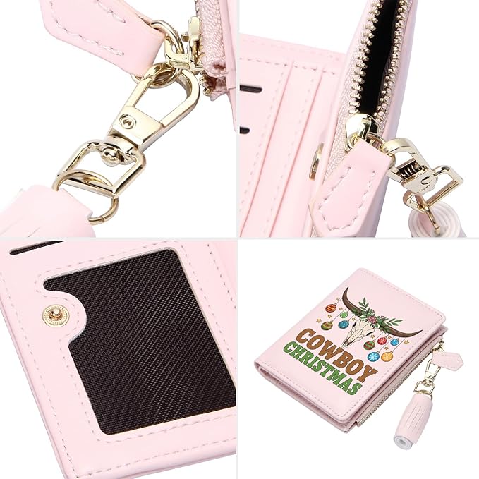 GEEAD Custom Design Small Wallets for Women Bifold Slim Coin Purse Zipper ID Card Holder for Christmas