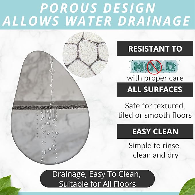 ENKOSI Loofah Non-Slip Shower and Bath Mat - Soft Cushioned Comfort - No Suction Cups for Smooth or Textured Tubs - Fast Draining - Safety for Bathroom, Family, Kids, and Elderly (24x16 Pebble)
