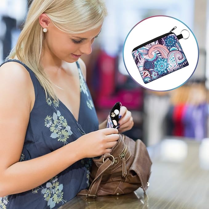 10 Pieces Small Coin Purse Boho Change Purse Pouch Mini Wallet Coin Bag with Zipper Exquisite Present for Women Girls on Valentine's Day
