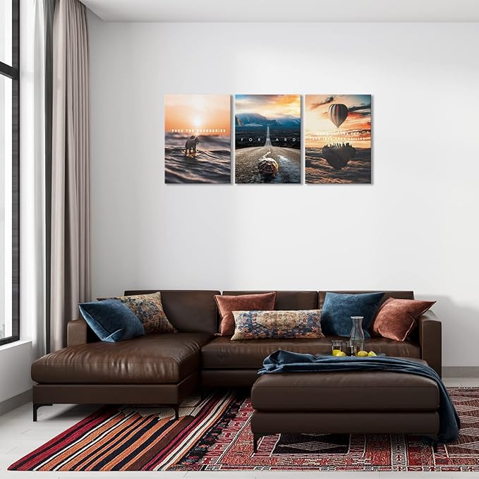BWSPACE Motivational Canvas Wall Art-Inspirational Wall Art 3 Pieces Wall Art Decorations for Office Living Room and Bedroom Decor