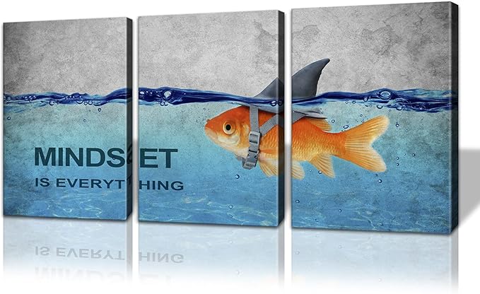 BWSPACE Mindset is Everything Wall Art Office Decor Motivational Wall Art Canvas Prints Entrepreneur Bundle Set 3 Pieces Inspirational Grind Hustle Success Execution (48" W x 24" H, MIE)