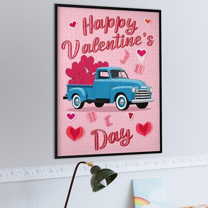 Wooden Puzzle - Happy Valentine's Day Jigsaw Puzzles，Wooden Puzzles for Adults 1000 Pieces Challenge Puzzles，Educational Games，Family Puzzles，Unique Gifts for Wall Art