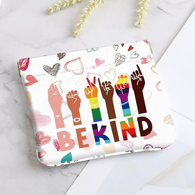 2Pcs PU Leather Small Squeeze Coin Purse Pouch Mini coin Bag Unique And Cute Wallet Cosmetic Bags Change Bag For Women Girls Men （Fingers and Rainbows