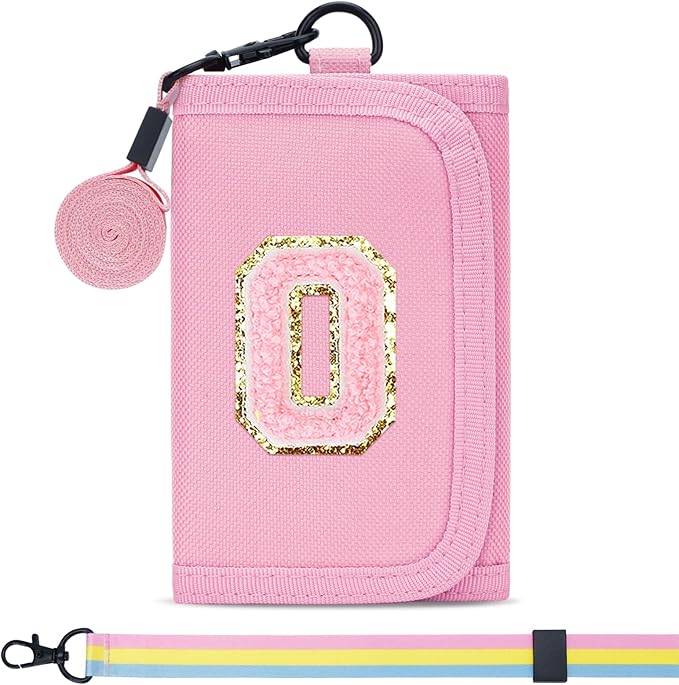 Christmas Gifts for Girls 3 4 5 6 7 8 9 10 11 12 Years Old Kids Wallet Cute Initial Coin Purse Toddler Wallet with Magic Sticker (Pink, O)