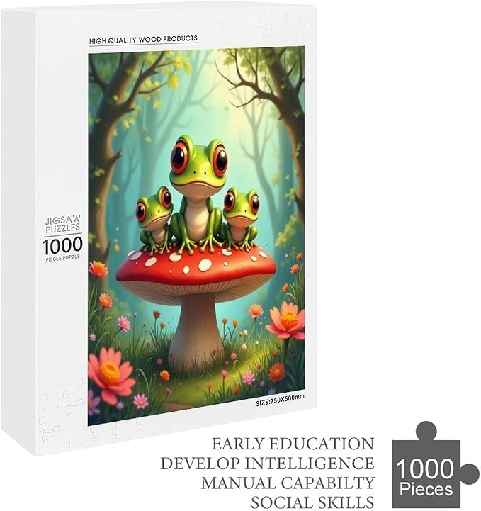 Jigsaw Puzzles for Adults 1000 Piece - Colorful Frogs Wooden Puzzles, Family Puzzles，Educational Games，Challenge Puzzles Puzzle Games