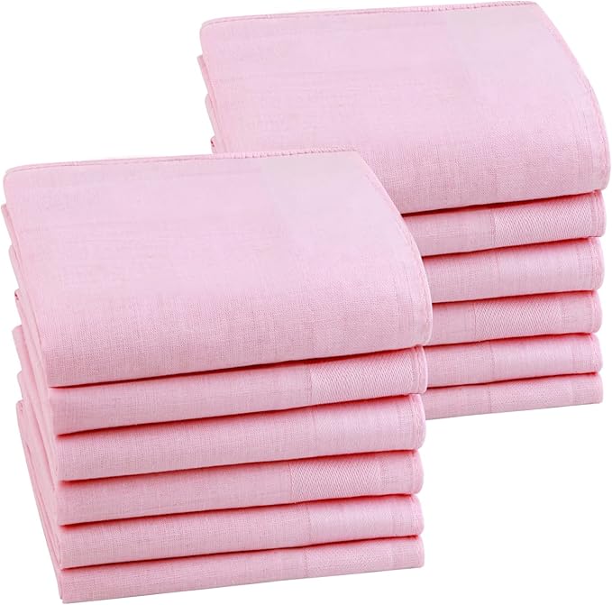 HOULIFE Men's Cotton Handkerchiefs, Solid Color 60S Soft Cotton Hankies for Men Women 6/12PCS 15.7"×15.7"