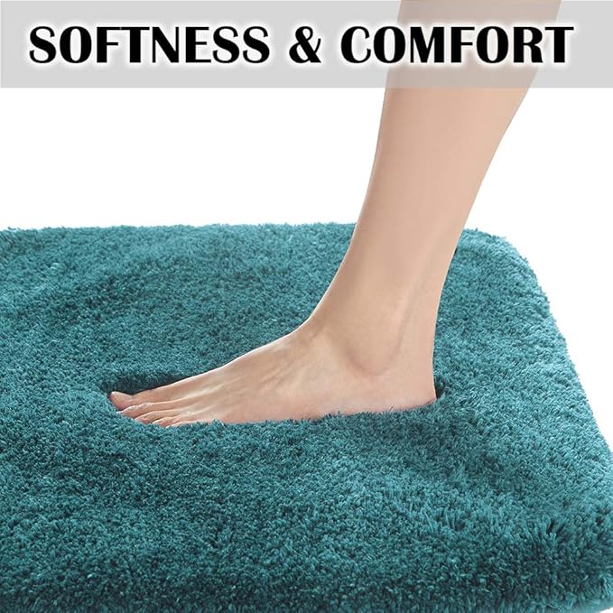 Suchtale Bath Rug for Bath Non Slip Water Absorbent Soft Microfiber Shaggy Bathtub Mat Machine Washable Thick Plush Shower Mat - Teal (20 x 32)