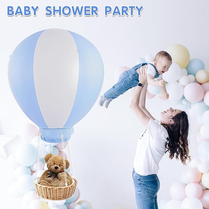3FT Hot Air Balloon Decorations, Inflatable Baby Showe!Decoration Balloon for Baby Birthday Party weddingExhibitions, Air Pump Inclued (Blue)