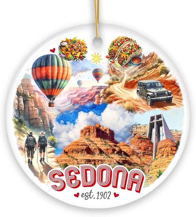 Breathtaking Sedona Landmarks Handmade Ornament, Vintage Arizona Travel Christmas Souvenir