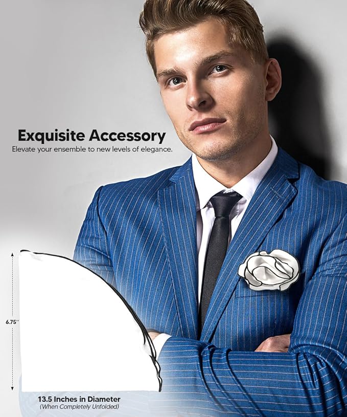 Premium Pre-Folded Four-Point Suit Pocket Square for Men with Sewn Pocket Fold