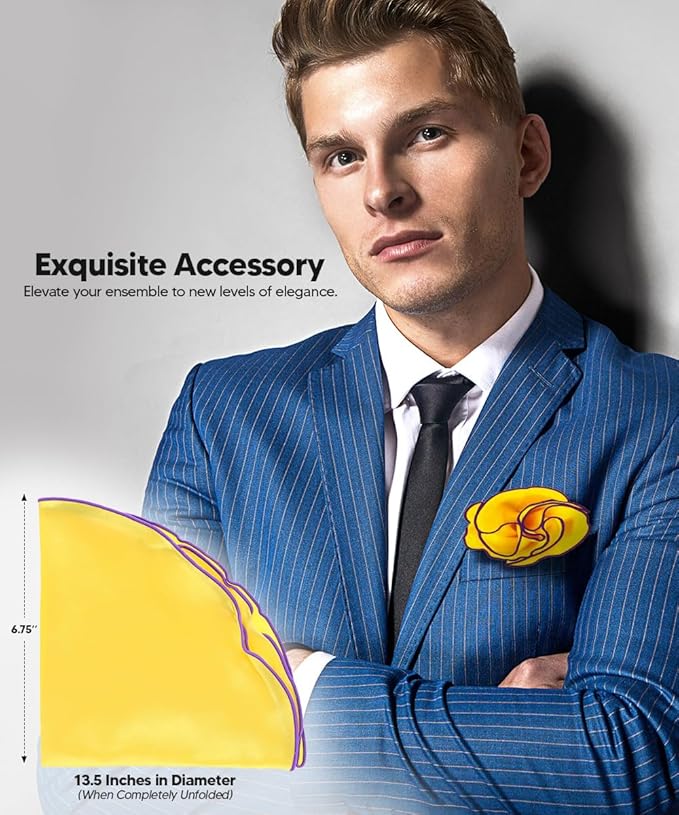 Premium Pre-Folded Four-Point Suit Pocket Square for Men with Sewn Pocket Fold