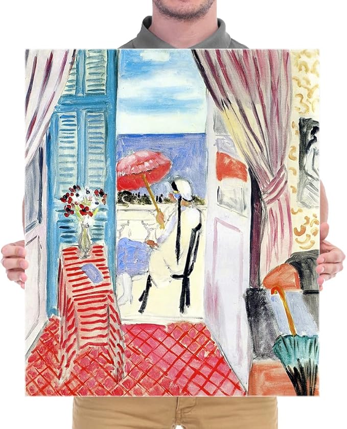 Wieco Art Canvas Prints Wall Art Henri Matisse Aesthetic Posters Woman with A Red Umbrella Matisse Prints Posters for Living Room Home and Office Decorations