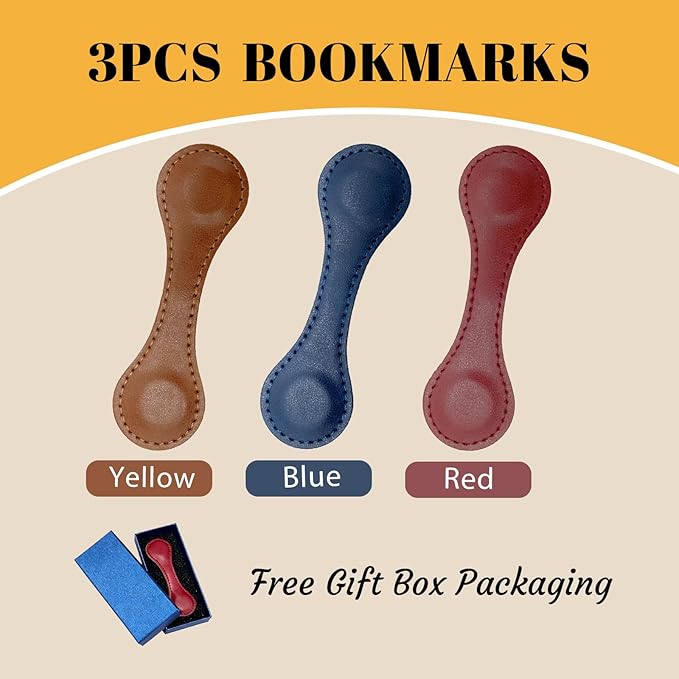 3PCS Personalized Magnetic Leather Bookmark, 26 Letters Custom Bookmarks, Customized Engraved Name Initial Book Mark for Book Lovers Readers Teachers Women Men, T