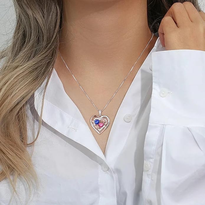 Iefil Valentines Day Gifts for Her - Sterling Silver Birthstone Necklace Anniversary Birthday Gifts for Her Wife Mom Daughter