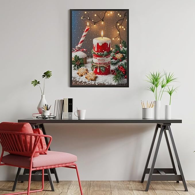 Jigsaw Puzzles for Adults 500 Piece - Merry Christmas，Christmas Candles Wooden Puzzle，Stress Relief Games，Funny Puzzle，Unique Gifts for Wall Art ，Family Puzzles，Educational Games，Challenge Puzzles