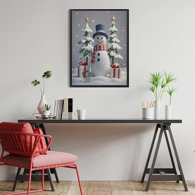 Wooden Puzzles for Adults 500 Pieces, Christmas Winter Snowman, Each Piece is Unique and Perfectly Put Together, are Special Home Decorations, Fun Puzzles, Party Games, Family Toys