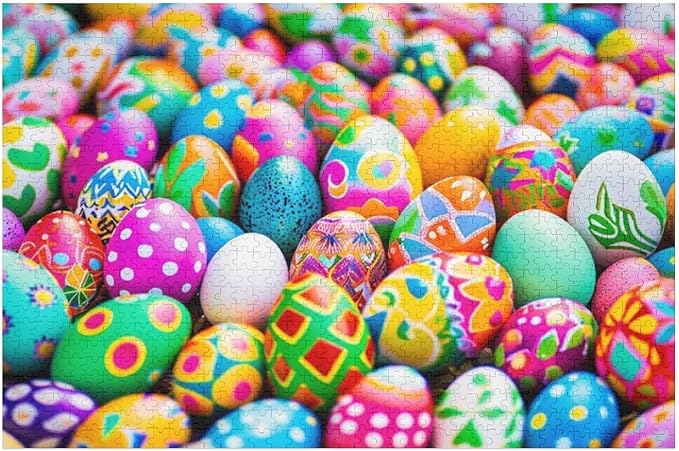 Wooden Puzzle - Easter Eggs Jigsaw Puzzles，Wooden Puzzles for Adults 1000 Pieces Challenge Puzzles，Educational Games，Family Puzzles，Unique Gifts for Wall Art,Funnny Puzzles