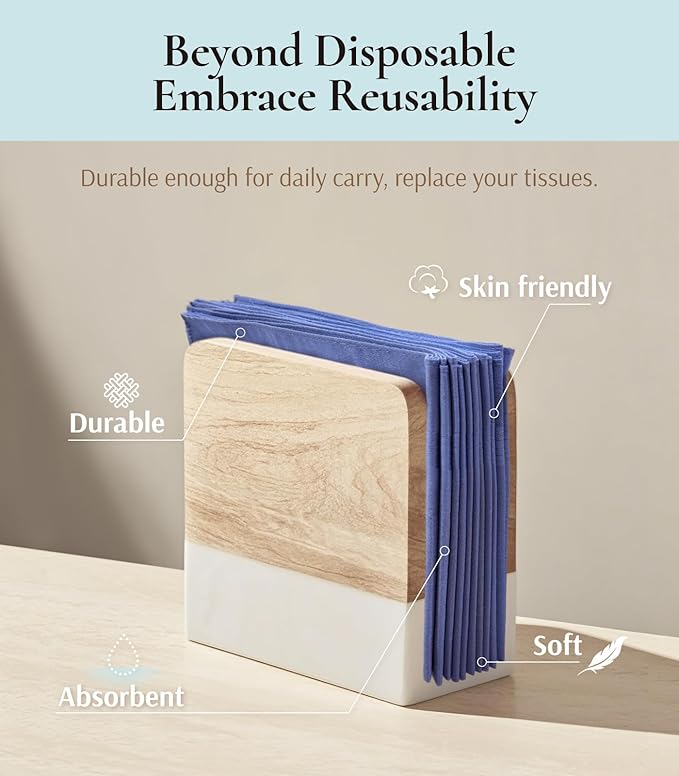 Zenssia Men's Pure Cotton Handkerchiefs with Hem, Bulk Set Hankies