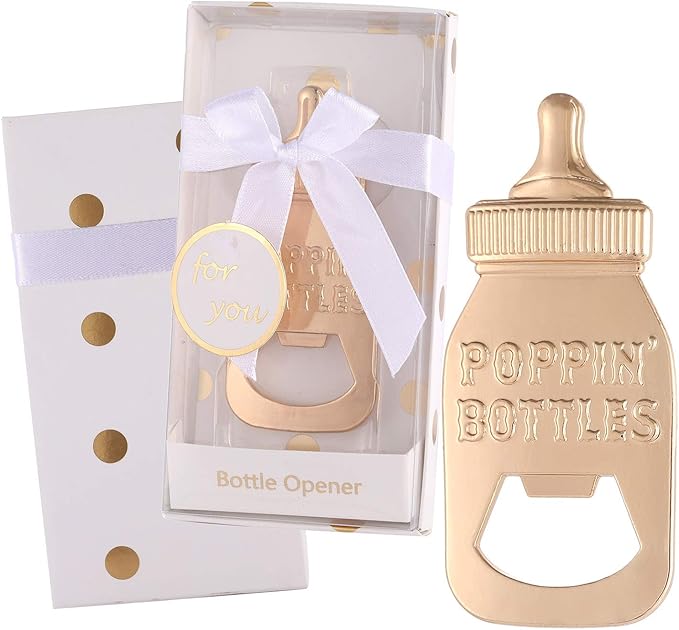 48 Pack Bottle Opener Baby Shower Favor For Guest,Cute Poppin Bottle Shaped Bottle Opener Favors for Baby Shower Souvenir Supplies and Decorations For Boy or Girl,Wedding Favor for Guest(White, 48)