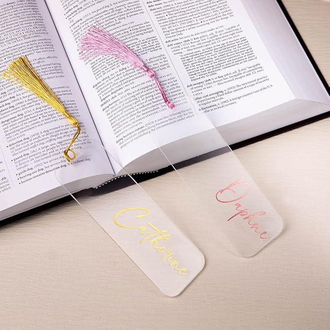 Customizable Name Clear Acrylic Bookmark Bookmarks for Women Elegant Transparent Name Design Personalized Bookmark 21st Birthday Gifts for Women Book Markers for Reading