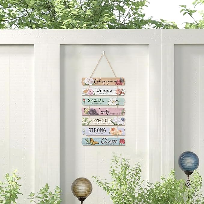 CHDITB God Says You are Wooden Sign, Peony Flower Wooden Hanging Plaque, Christian Religious Quotes Door Hanger, Scripture Art Inspirational Bible Verse Wall Art for Girl Bedroom Living Room Decor