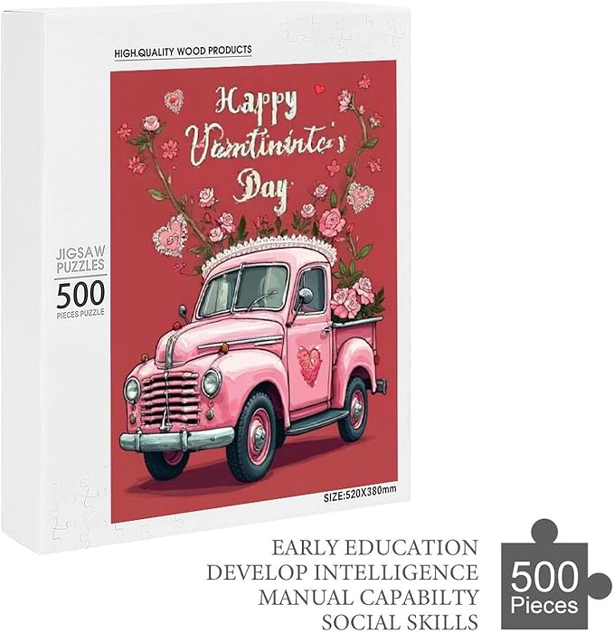 Jigsaw Puzzles for Adults 500 Piece - Happy Valentine's Day Wooden Puzzle，Puzzle Games， Stress Relief Games，Funny Puzzles，Unique Gifts for Wall Art ，Family Puzzles，Educational Games