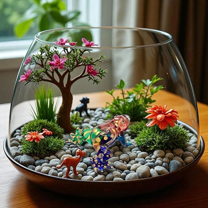 WitnyStore 1⅞" Multicolor Gold Dot Frog Artistic Blown Glass Figurine Premium Hand-Blown Statue Tabletop Decoration Unique Collectible for Adult Collectors Handcrafted Elegant Home Room Decor