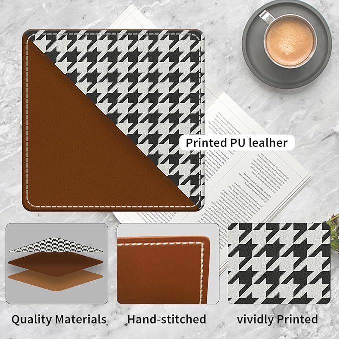 Cute Leather Bookmarks, Fun Triangle Making Corner Bookmark, Book Accessories for Reading Book Lovers, Unbreakable Page Markers for Women Men Classic Houndstooth
