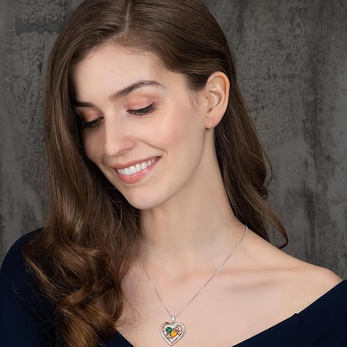 Iefil Valentines Day Gifts for Her - Sterling Silver Birthstone Necklace Anniversary Birthday Gifts for Her Wife Mom Daughter