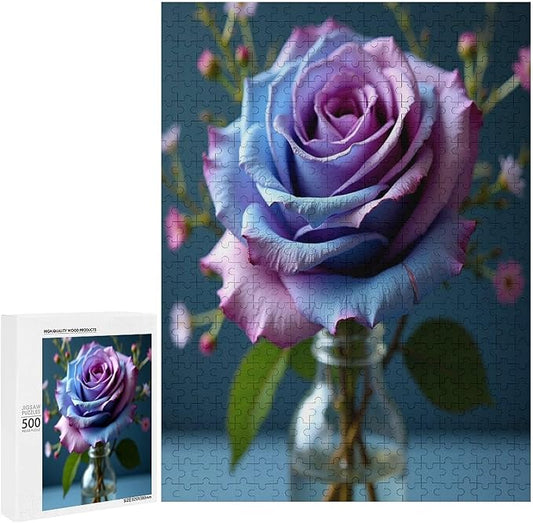 Wooden Puzzles 500 Piece，Colored Rose Themed Jigsaw Puzzles，Funny Puzzles，Stress Relief Games，Puzzle Games Challenge Puzzles，Educational Games