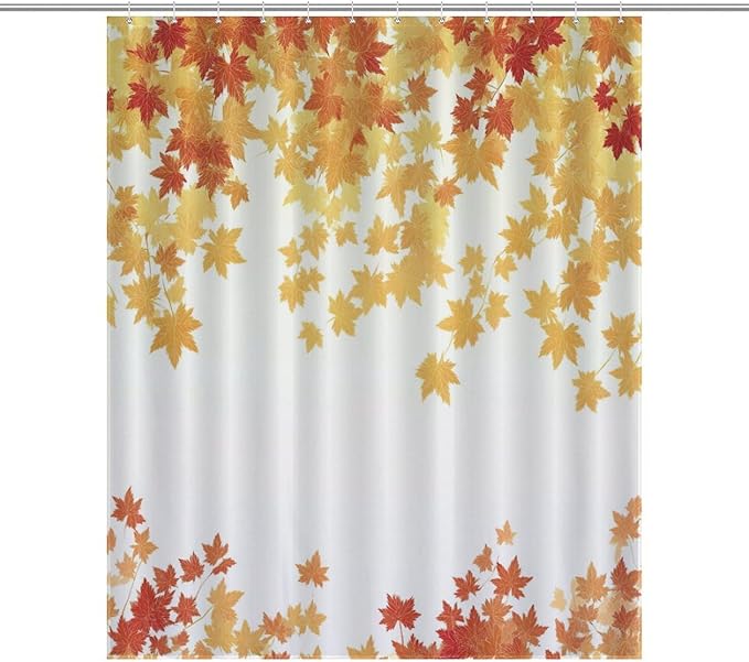 Fall Maple Shower Curtain Leaves Autumn Natural Scenery Havest Famhouse Waterproof Washable Fabric Bathroom Shower Curtains for Bathroom Decorations Home Indoor Decor 56x72Inch