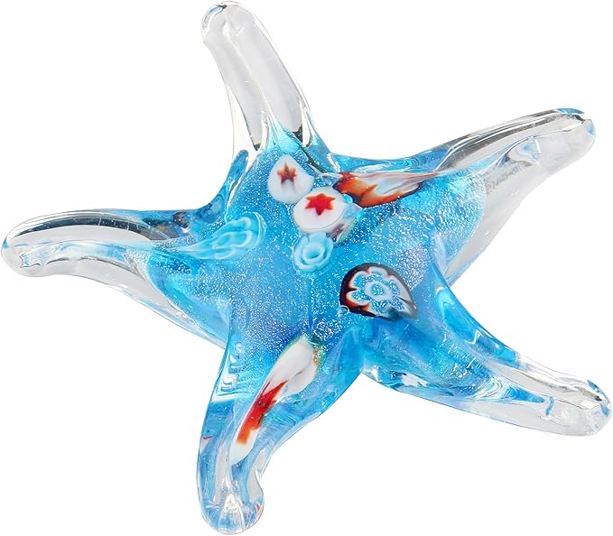 Glass Star Fish Figurine Handmade Blown Sea Animal Sculpture Statue Paperweight Gift Collectible Home Desk Decoration Ornaments
