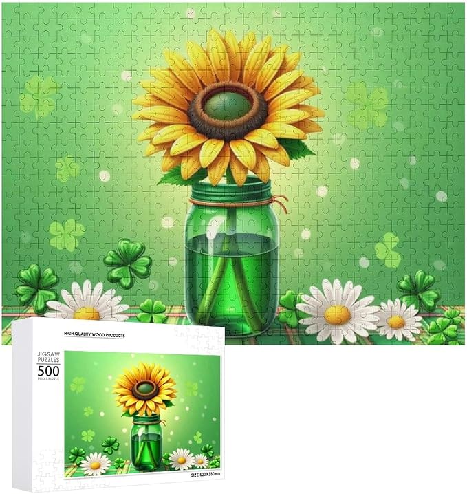 Wooden Puzzle - St Patrick's Day Gnome Wooden Puzzles for Adults 500 Pieces Challenge Puzzles，Educational Games，Family Puzzles，Unique Gifts for Wall Art ，Funny Puzzles