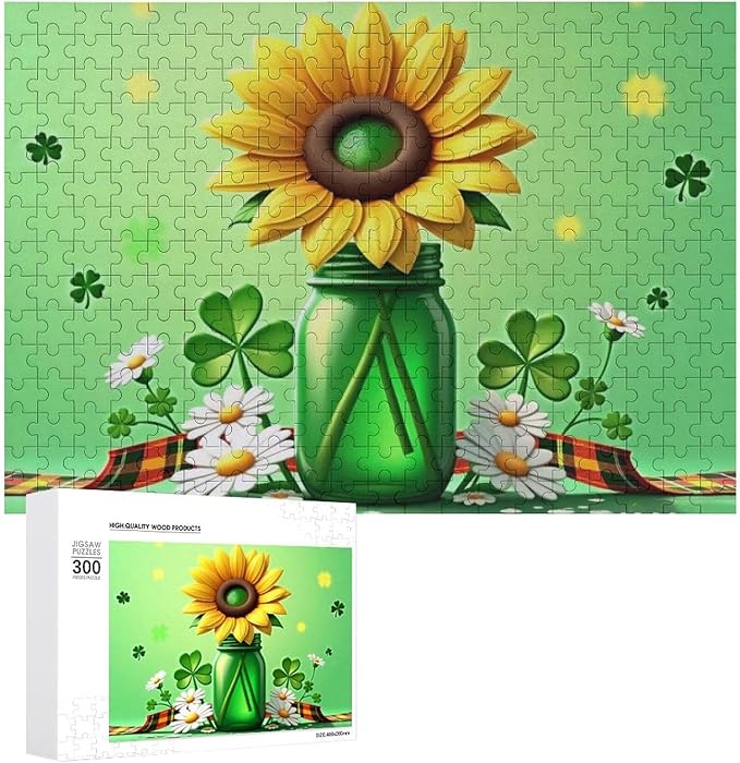 Wooden Puzzle - St Patrick's Day Gnome Wooden Puzzles for Adults 300 Pieces Challenge Puzzles，Educational Games，Family Puzzles，Unique Gifts for Wall Art ，Funny Puzzles
