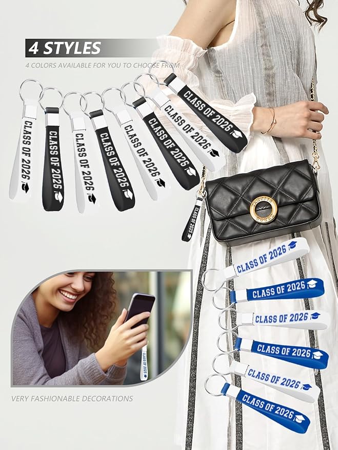 36Pcs Class of 2025 Graduation Party Favors Silicone Keychains Gift Inspirational Silicone Keychains for Class Of 2025 University Senior Graduation Party