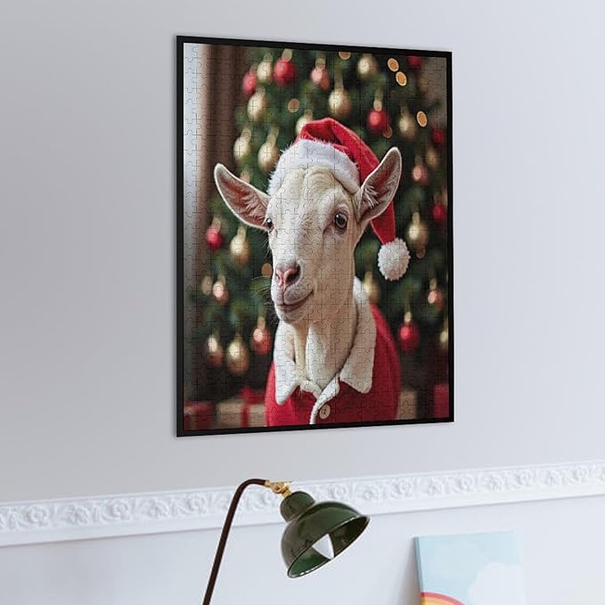 Christmas Sweater Goat Wooden Puzzle 500 Pieces Jigsaw Puzzles for Adults Puzzle Educational Toys Challenging Fun Games Gifts for Elders Kids Family and Friends