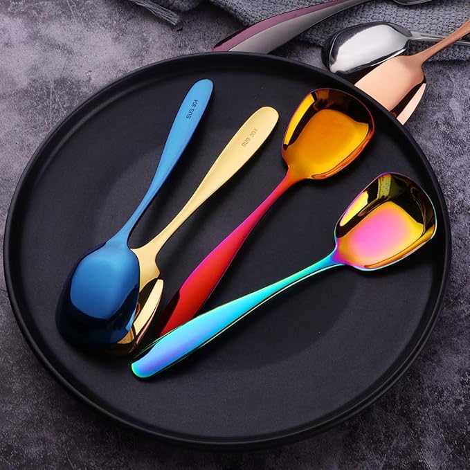 Stianless Steel Soup Spoon, Table Spoon, Set of 8 (multicolor)
