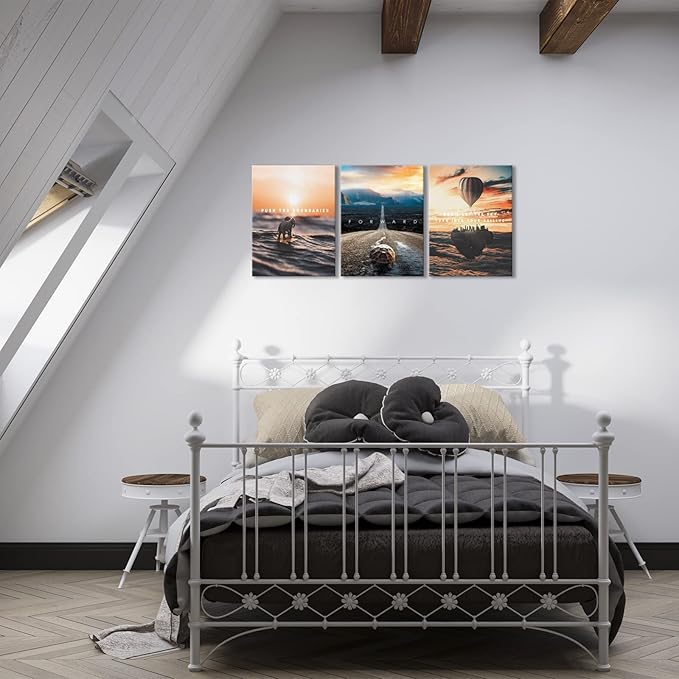 BWSPACE Motivational Canvas Wall Art-Inspirational Wall Art 3 Pieces Wall Art Decorations for Office Living Room and Bedroom Decor